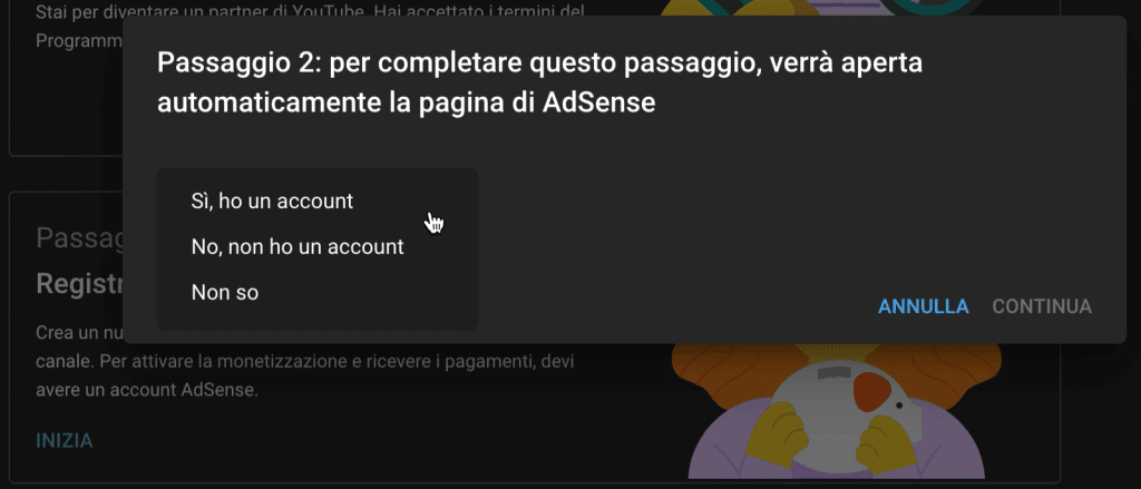 Colleghiamo un account AdSense al nostro canale YouTube
