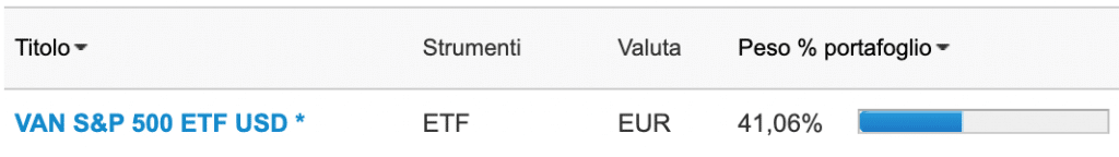 L'ETF Vanguard ETF sp500 pesa per il 41% del mio portafoglio
