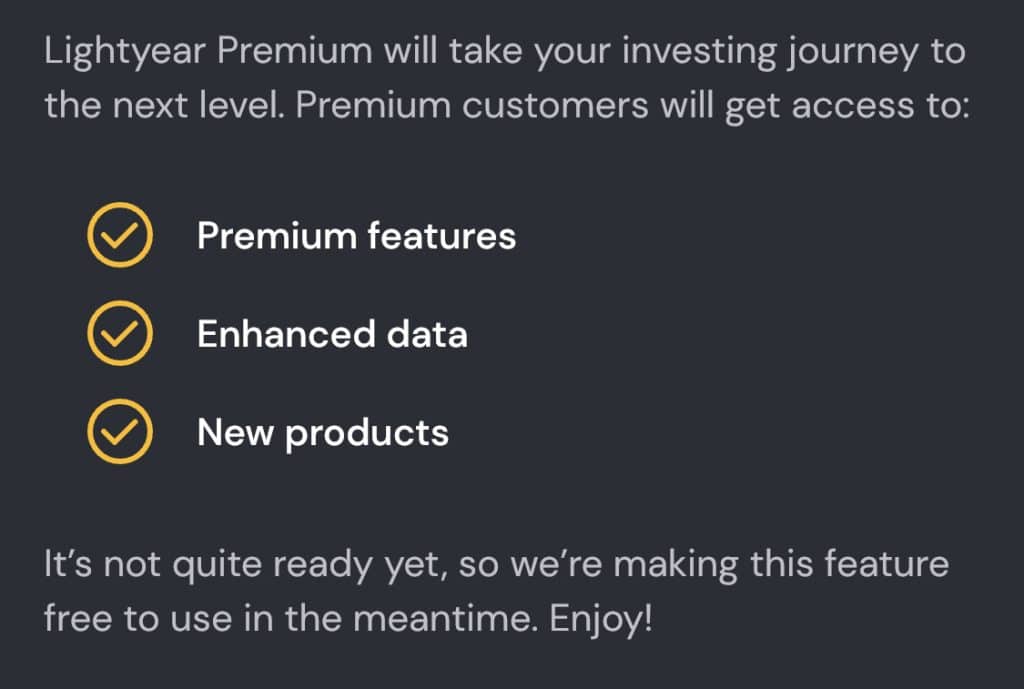 Arriverà un abbonamento Premium su lightyear. Per ora tutte le funzionalità sono gratuite.