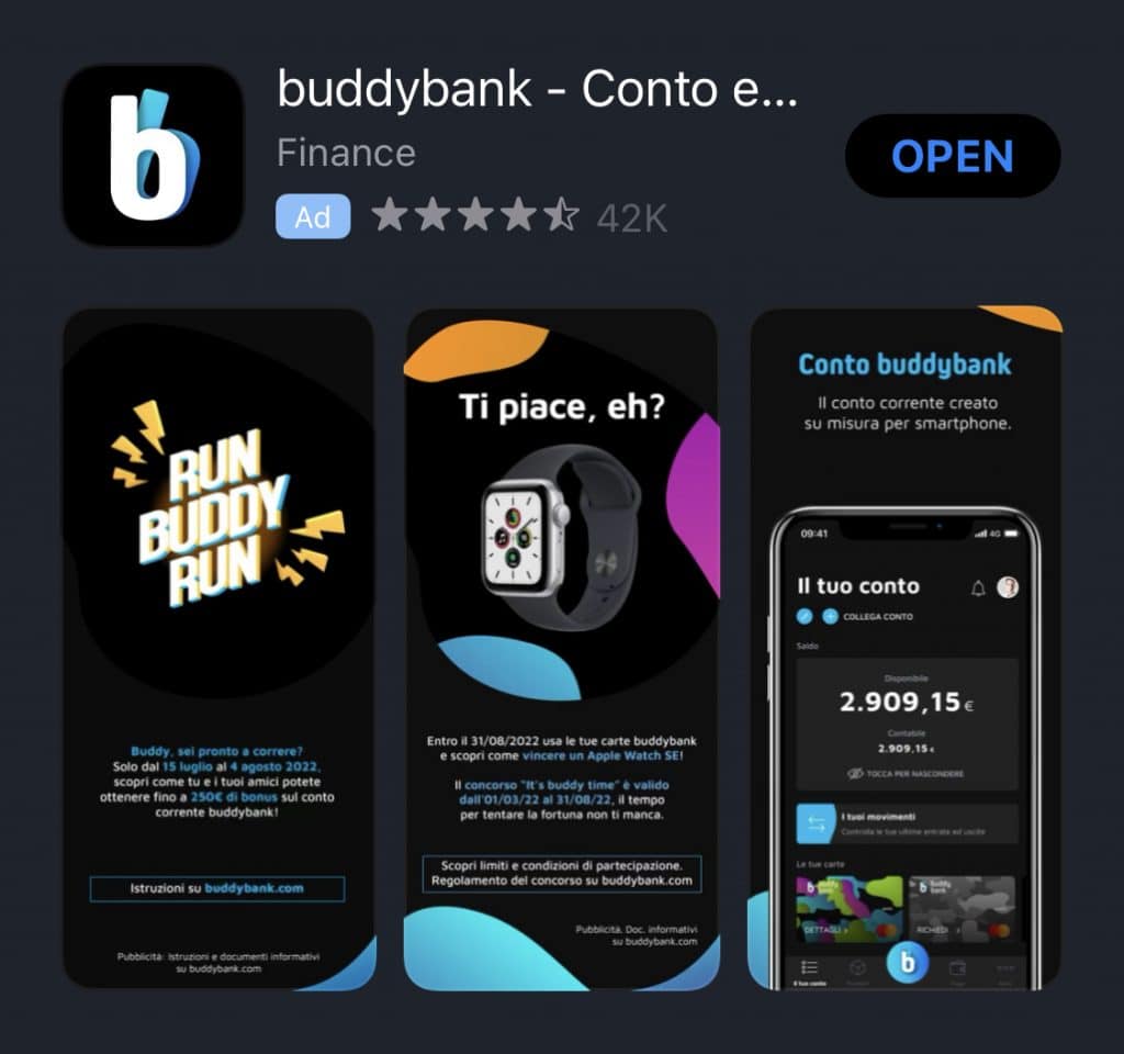 Come aprire un conto Buddybank iniziamo scaricando la app