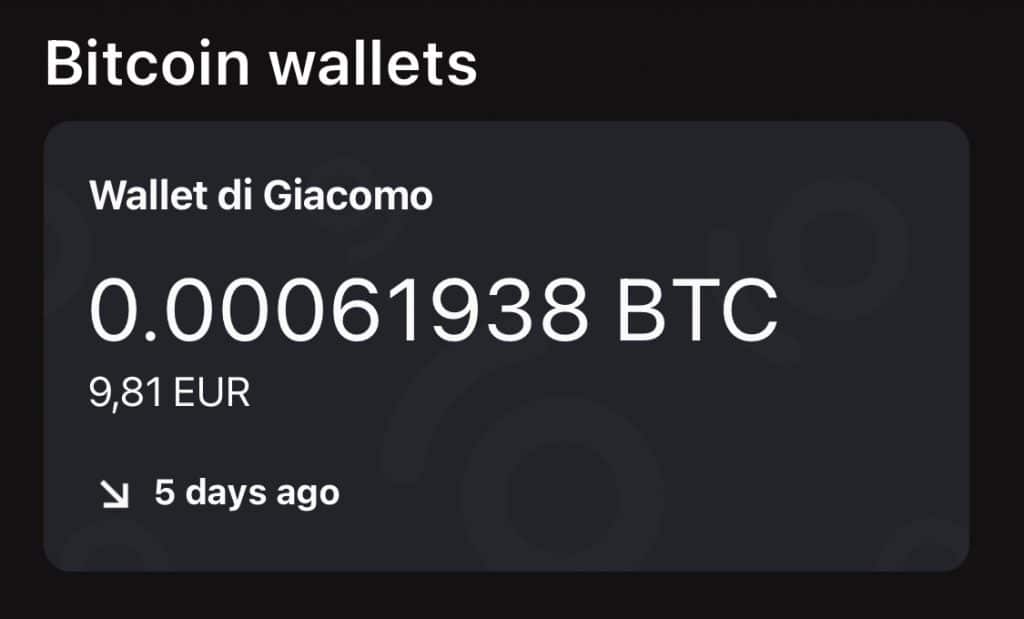 Saldo in Bitcoin del mio wallet su Bitkipi