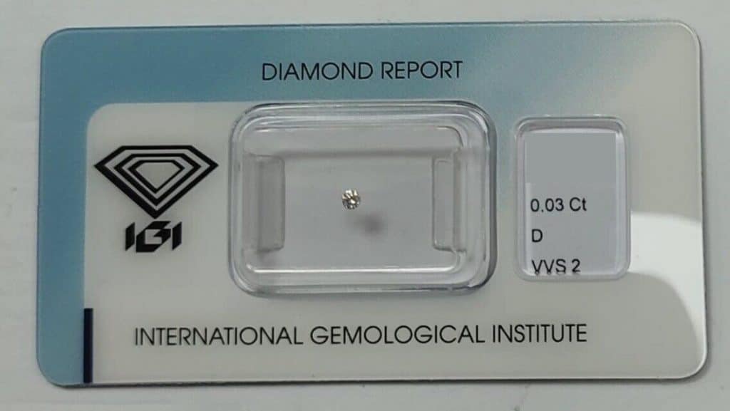 Diamante da 0.03 carati con lucentezza D e purezza VVS2