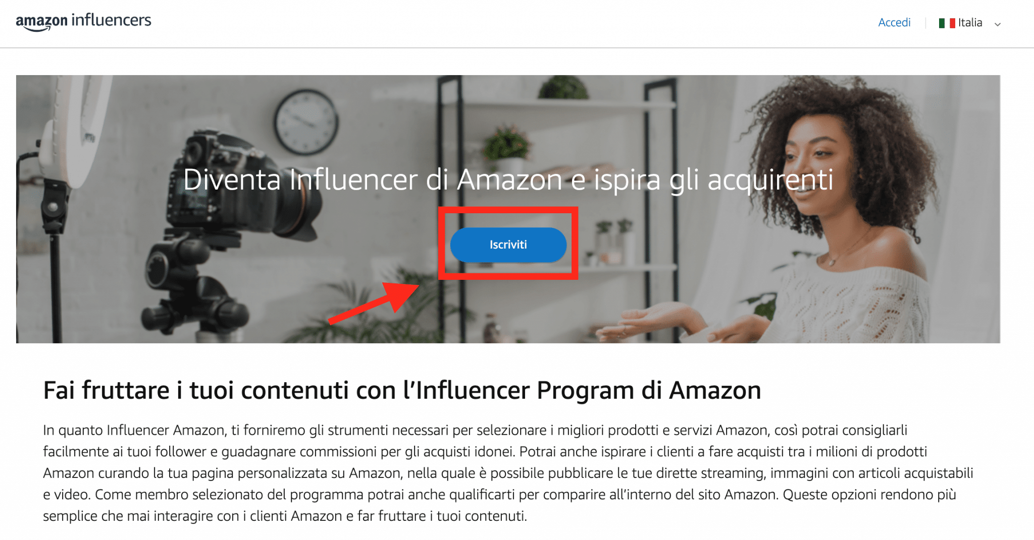 Il programma Amazon influencer inizia da qui