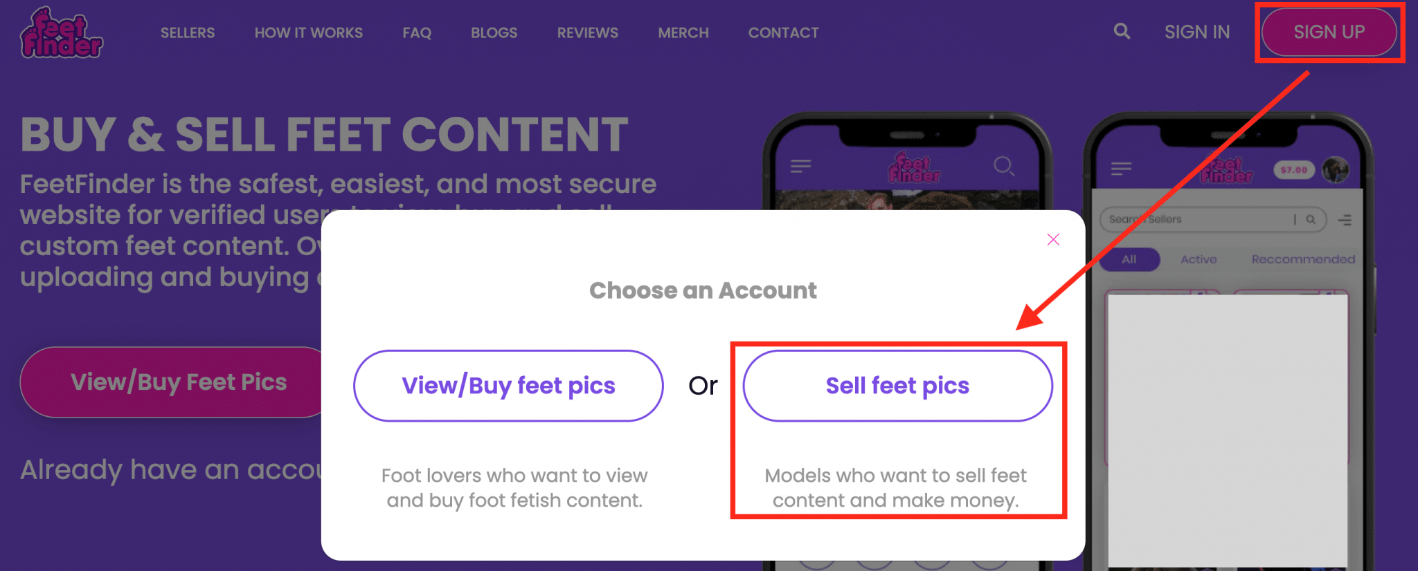 Registrati a FeetFinder per vendere foto di piedi e guadagnare online