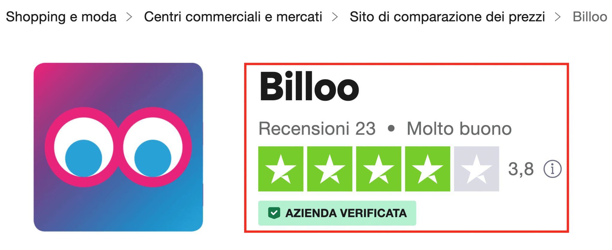 Le recensioni di Billoo sono molto buone secondo Trustpilot
