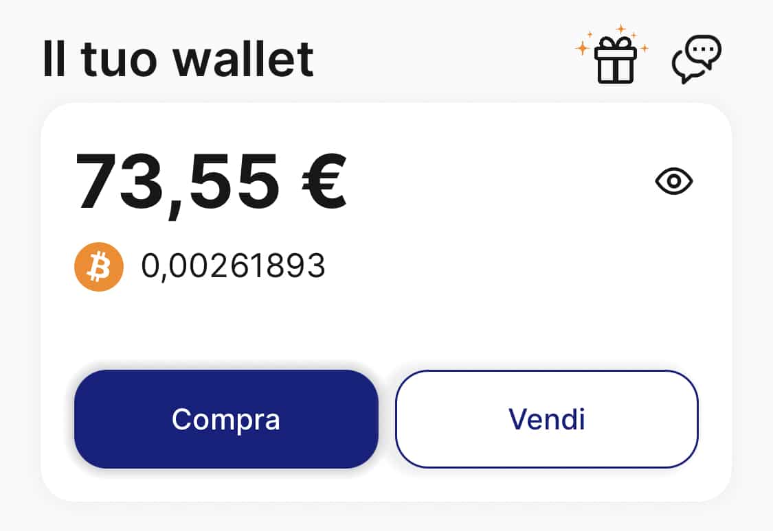 Saldo in Bitcoin del mio wallet su Relai